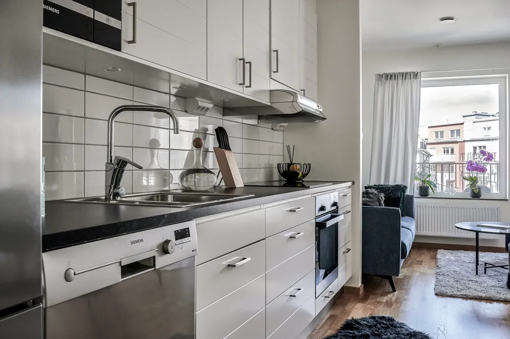 Cucina - Modern Flat with West-Facing Balcony in Mariastaden