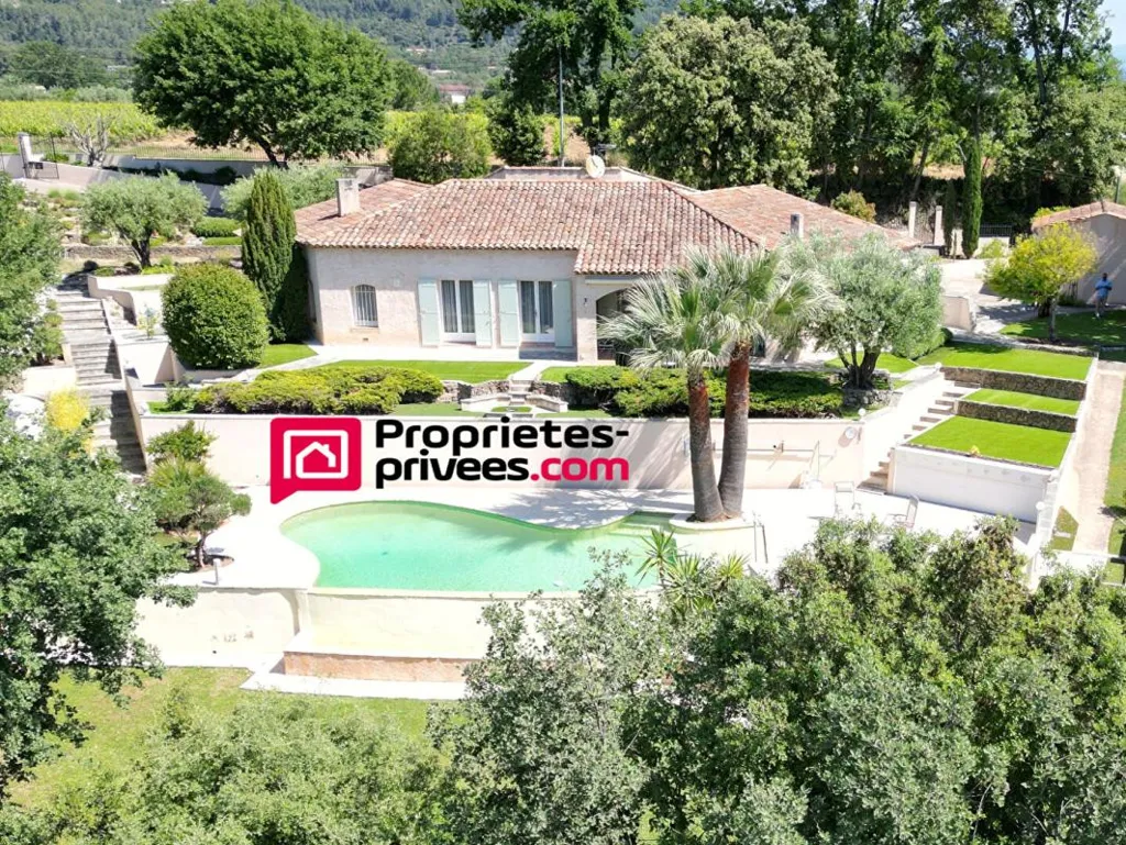Aerial - Architectural House with Pool in La Motte