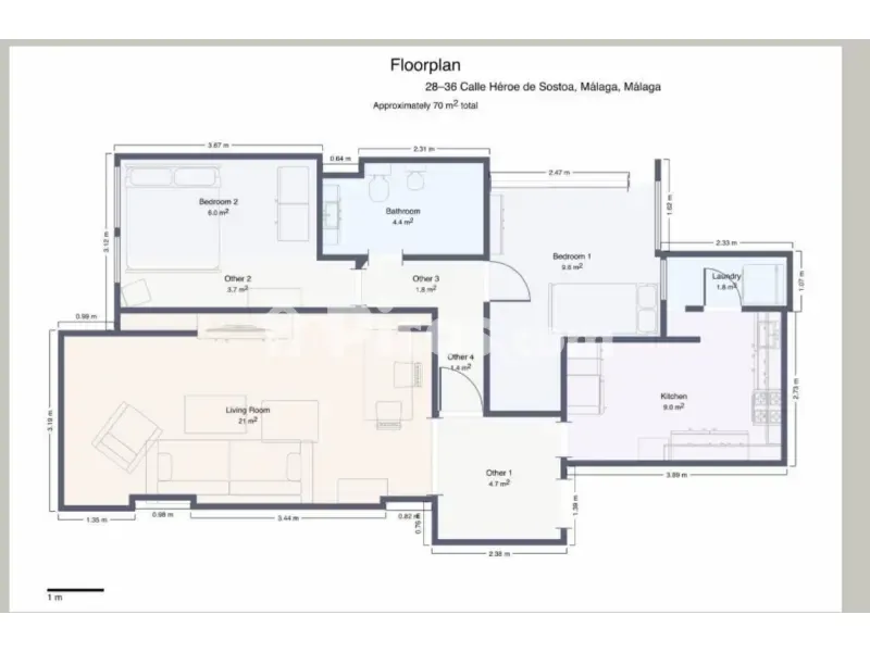 Plaan - Reformed Apartment with Balcony in Héroe de Sostoa