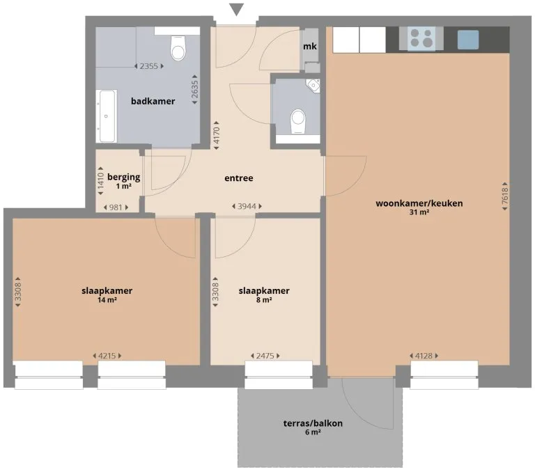 Planimetria - 3-Bedroom Apartment with Central Location in Ede