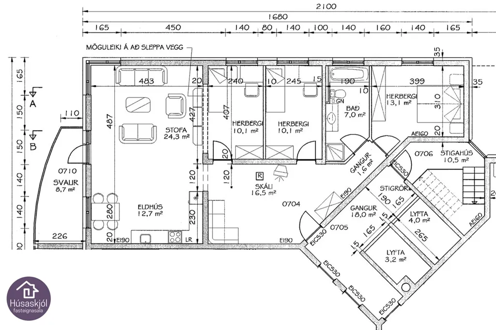 Plan - Apartment with Panoramic Views in Kopavogur