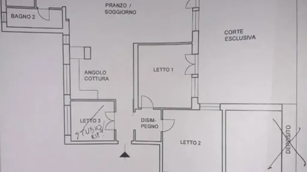 Plan - Quadrilocale with Private Garden in Monte Verde, Rome