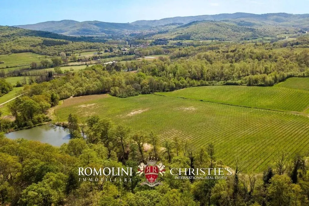 Vue aérienne - Vineyard Estate with Chianti DOCG in Bucine