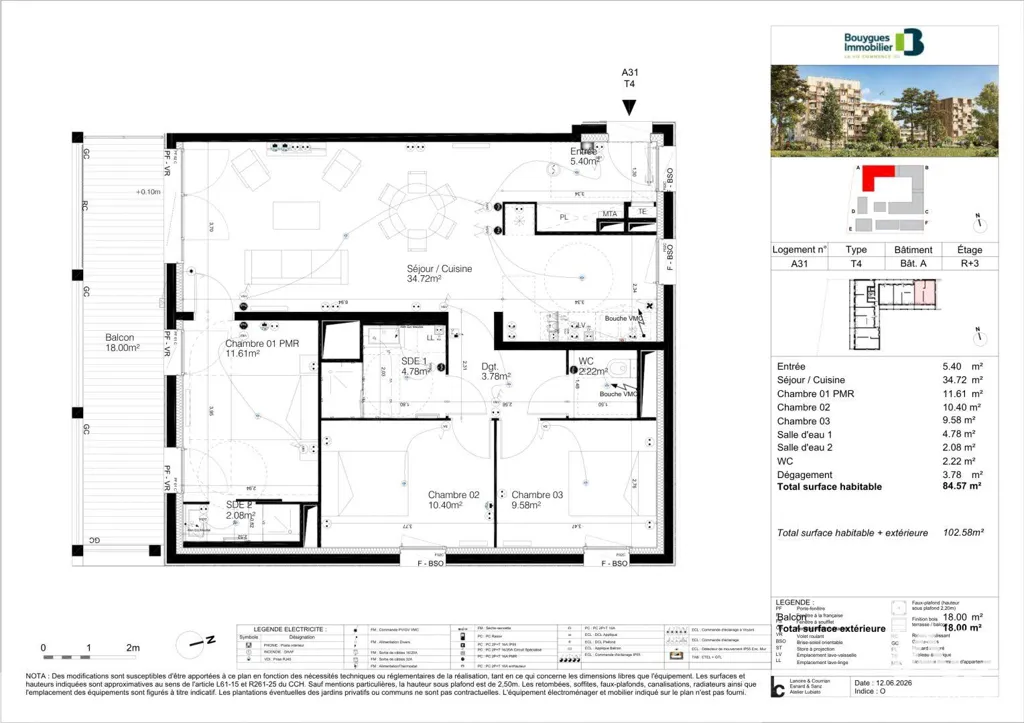 Plan - Appartement 4 Pièces avec Balcon à Bordeaux Ginko