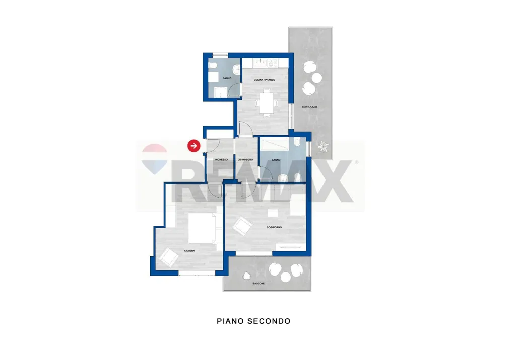Plan - Renovated Flat with Terraces in Luna e Sole, Sassari
