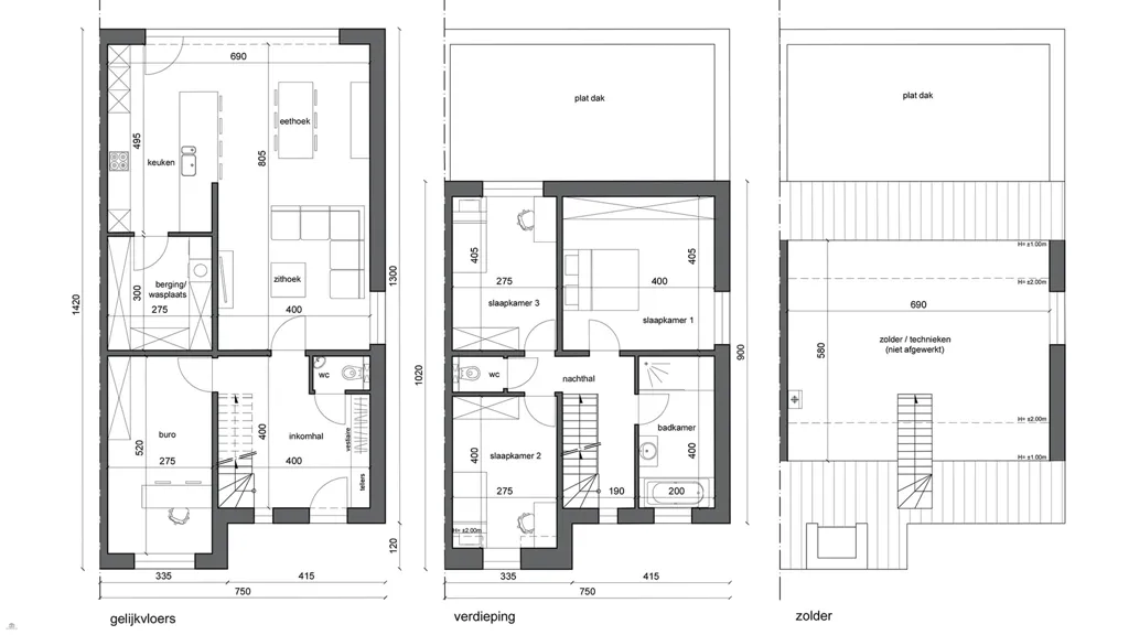 Plan - Nouvelle Construction Semi-ouverte à Grimbergen