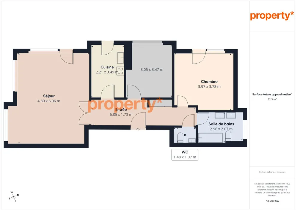 Floor Plan - 3-room apartment in Strassen