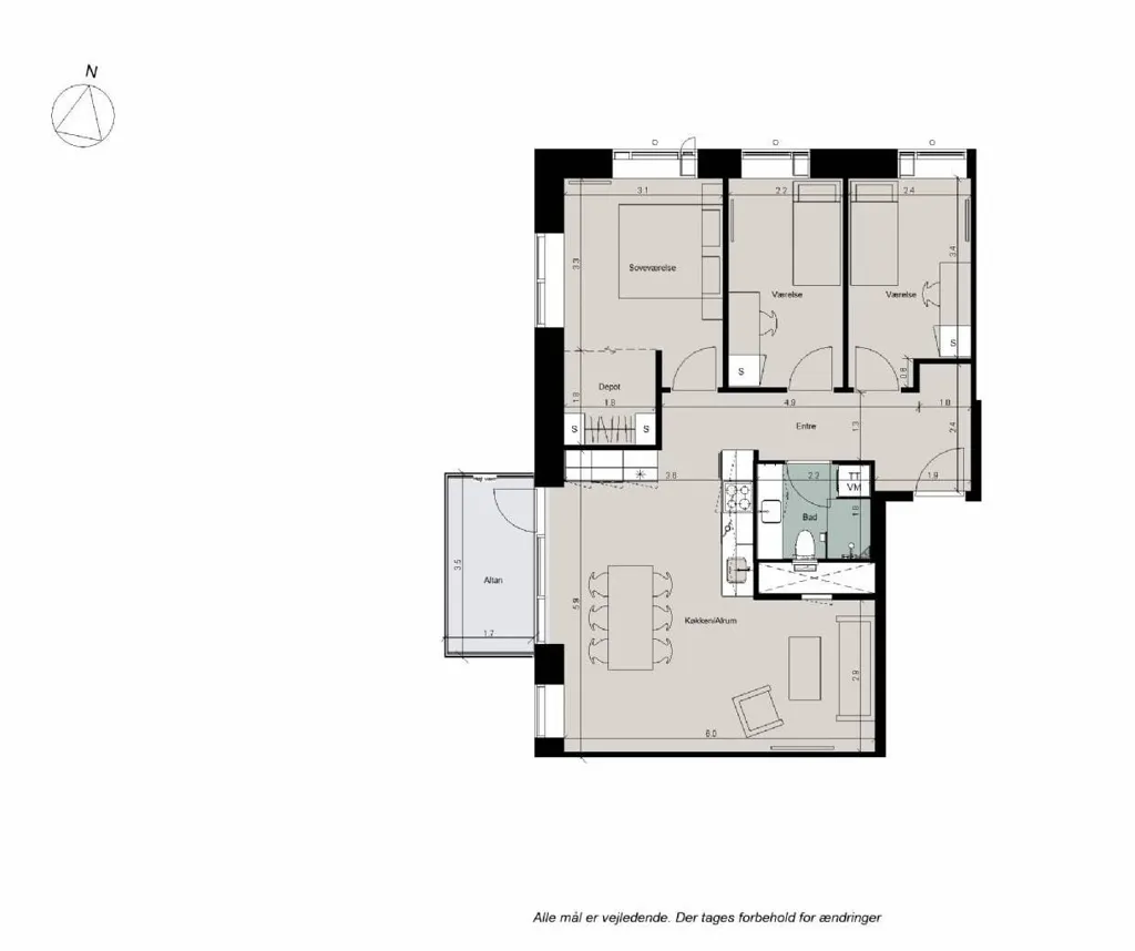 Plaan - Apartment with West-Facing Balcony in Glostrup