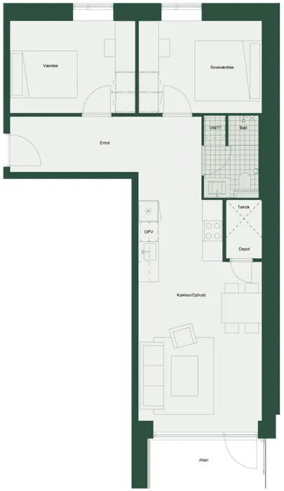 Plaan - 3-Bed Flat with Balcony in Odense
