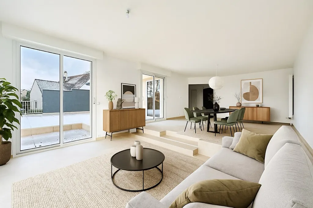 Living Room - Architectural House with Pool in Darois