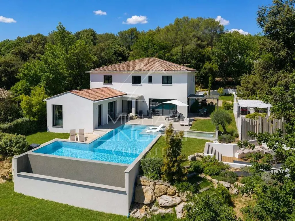 Vue aérienne - Villa Contemporaine avec 7 Chambres à Roquefort-les-Pins