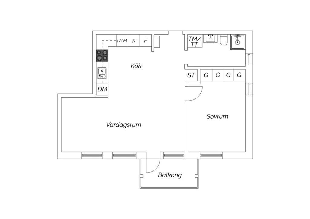 Plan - Modern Flat with Balcony in Karlssons Äng