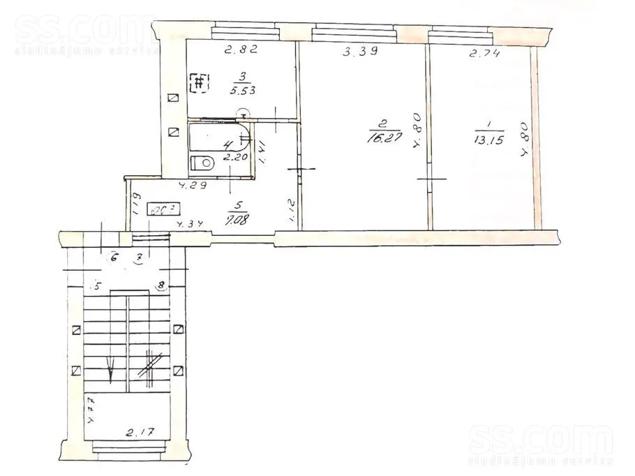 Floor Plan - 2-Bedroom Flat in Central Daugavpils