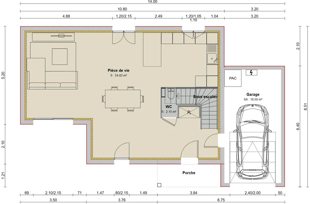 Plan - Maison Neuve 4 Pièces avec Jardin à Solaize