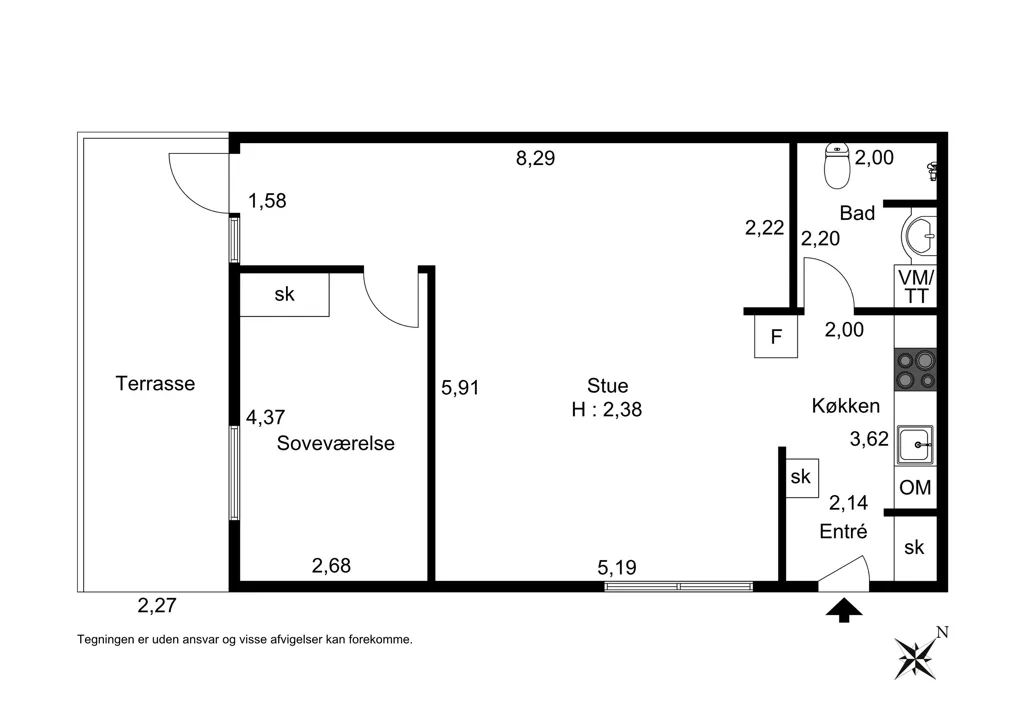 Plaan - Cozy 2-Bed Flat with Terrace in Kolding