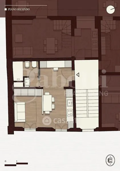 Floor Plan - Rear-Facing Studio with Terrace in Bologna