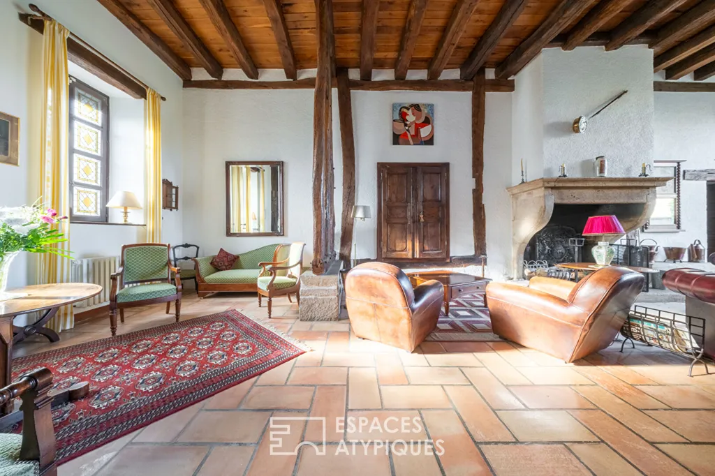 Living Room - Character House with Pool near Dijon