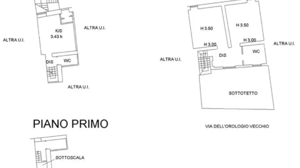 Plan - Contemporary Trilocale in Viterbo's Historic Centre