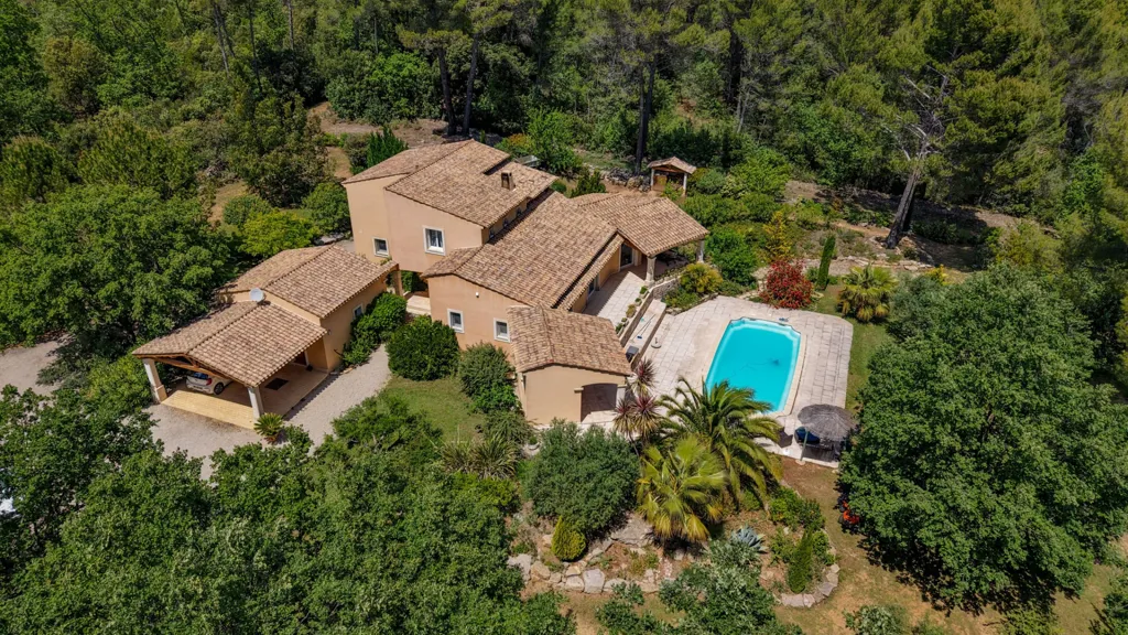 Vue aérienne - Propriété avec Piscine et Jardin Paysager à Flayosc