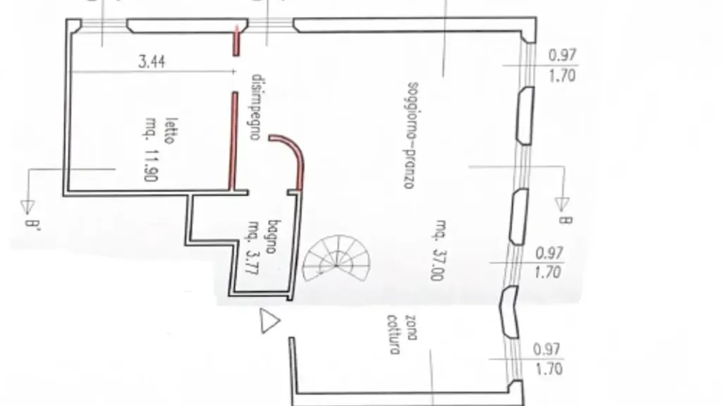 Plan - Two-Bedroom Apartment in Historic Centre, Ferrara