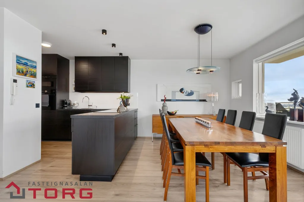 Dining Room - Modernised Apartment with View in Grafarvogur