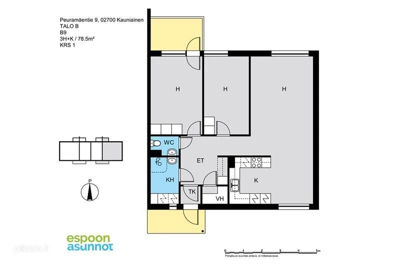 Plaan - Apartment with Balcony in Sepänkylä, Espoo
