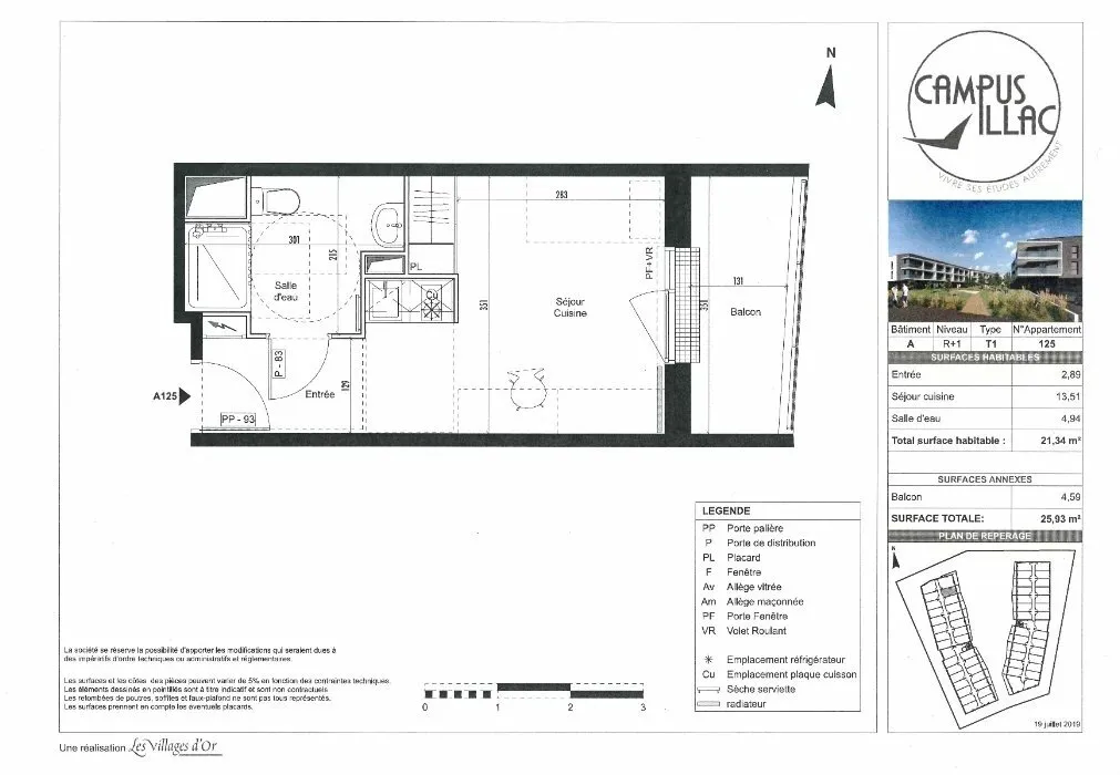 Plan - Studio Meublé avec Balcon au Campus d'Illac