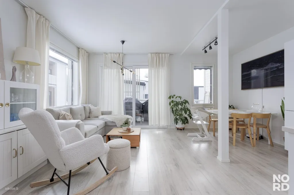 Living Room - Modern Terraced House with Sauna in Perusmäki, Espoo