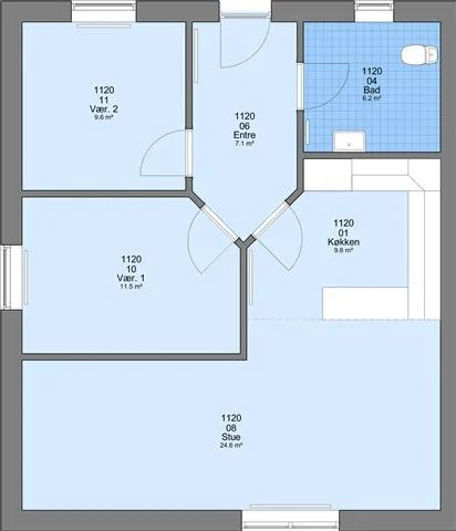 Appartement 3 pièces à Ølgod