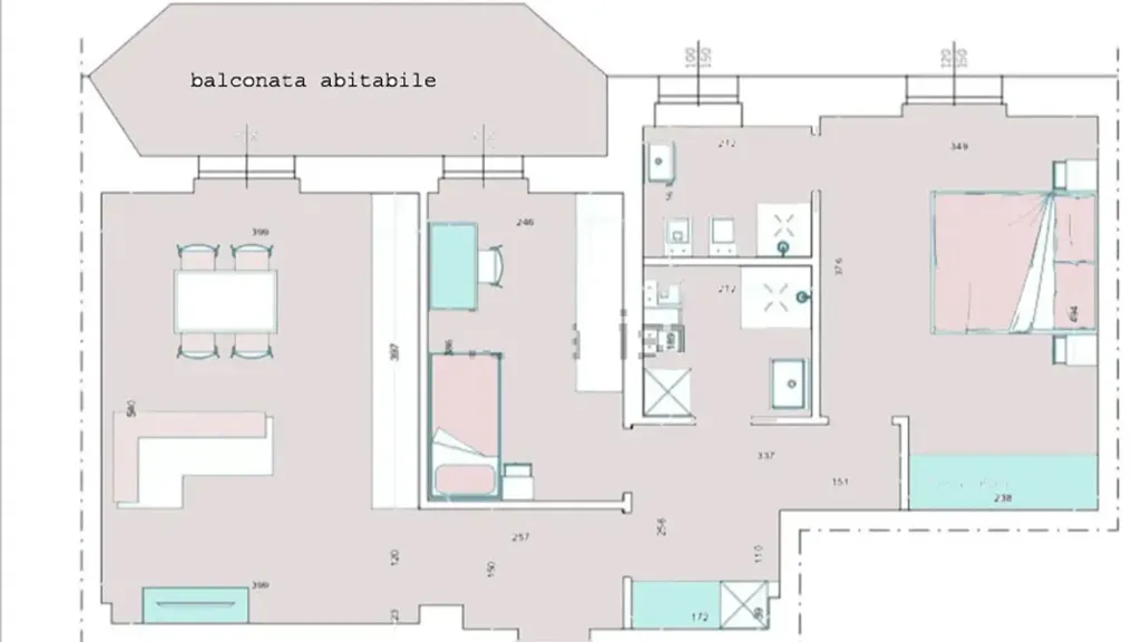 Floor Plan - Rustic-Style Apartment with Terrace in Brescia