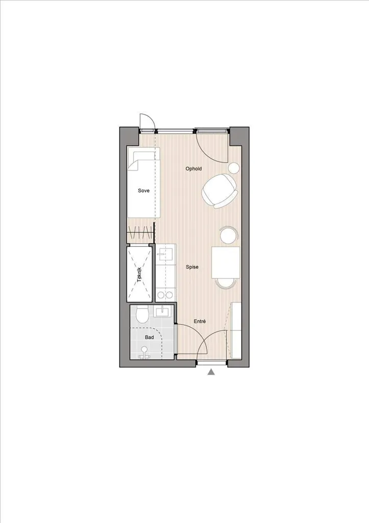 Plaan - Studio Apartment with Balcony in Aarhus N