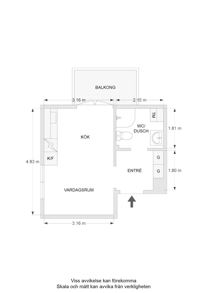Planimetria - Apartment with Balcony in Linköping