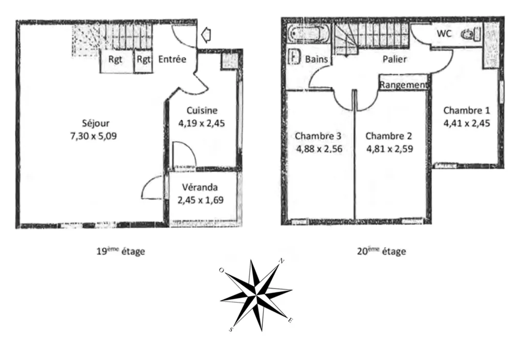 Planimetria - Duplex with South-East View in Nanterre
