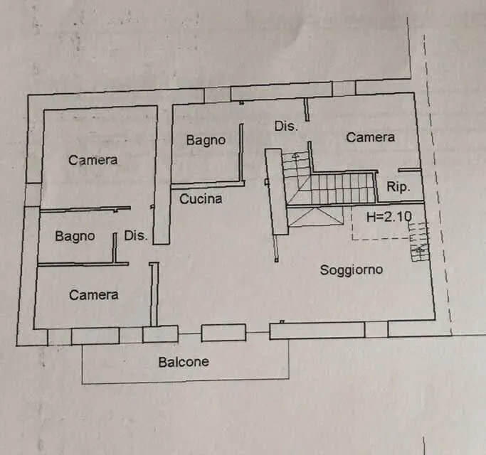 Planimetria - Restored Apartment with Balcony in Porlezza