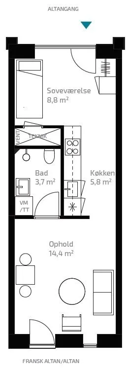 Plaan - 1-Bedroom Student Flat with Balcony in Aalborg