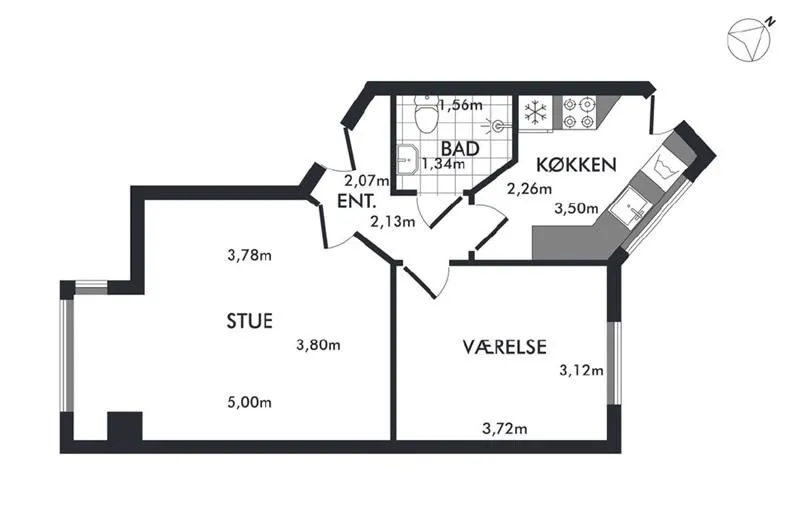 Planimetria - 2-Room Flat with Park Proximity in Copenhagen S