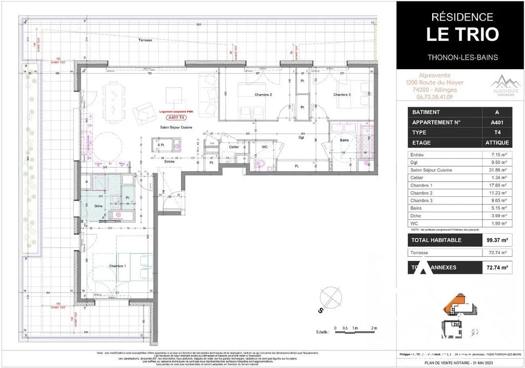 Plan - Appartement Luxe avec Balcon à Thonon-les-Bains