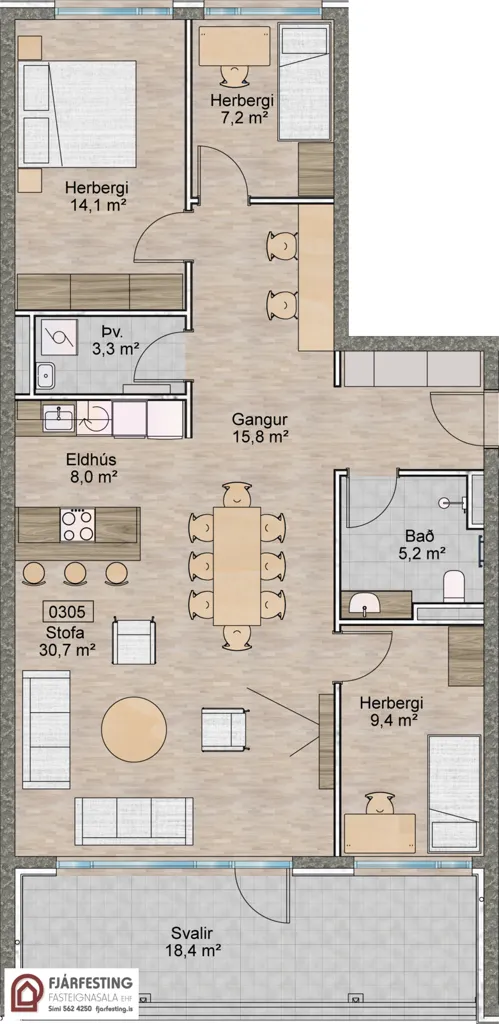 4-toaline korter asukohas Reykjavík
