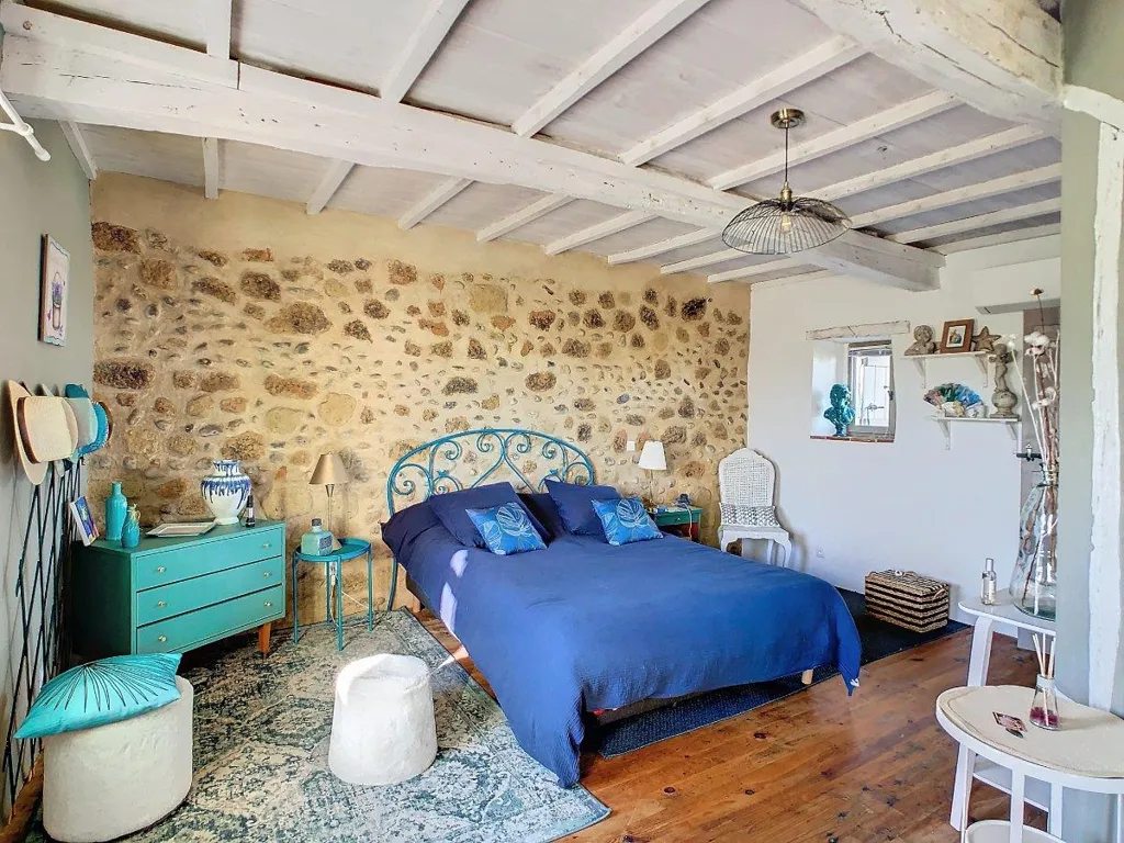 Bedrooms - Rustic Stone House with Pyrenees View in Gers