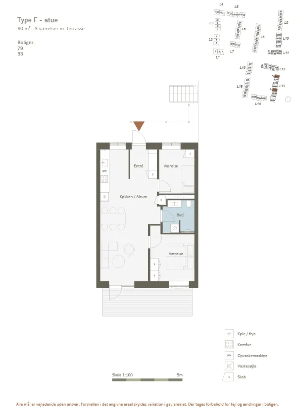 Planimetria - Apartment with Balcony in Søagerhusene, Smørum