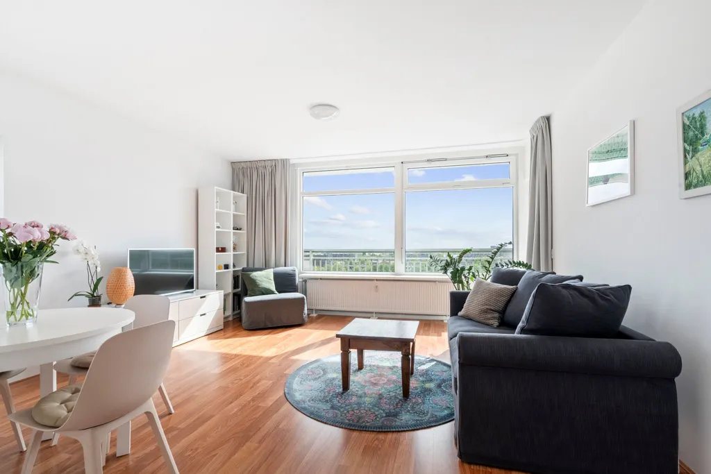 Séjour - Modern Corner Flat with Panoramic View in Haarlem
