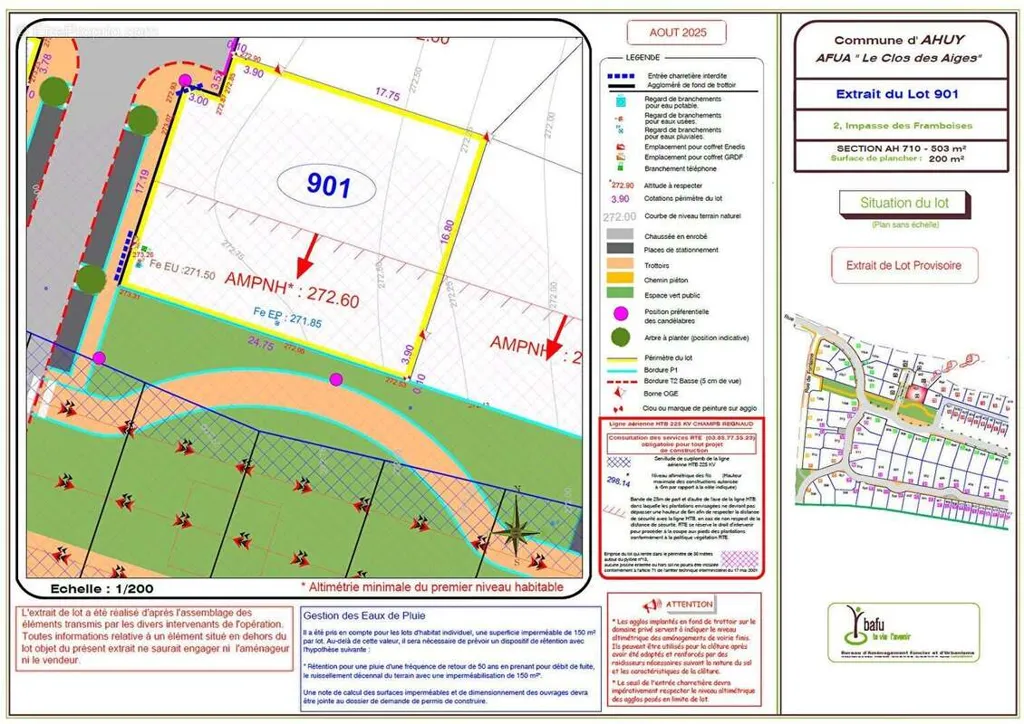 Plan - Terrain Constructible au Clos des Aiges à Ahuy