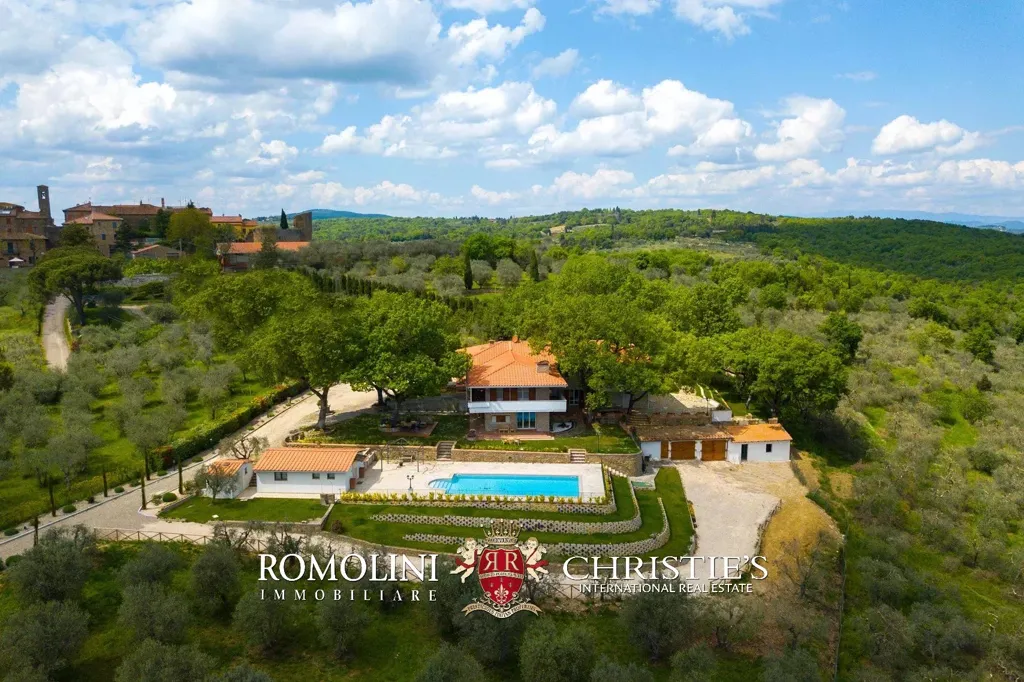 Aerial - Villa with Pool and Olive Grove in Sinalunga, Tuscany