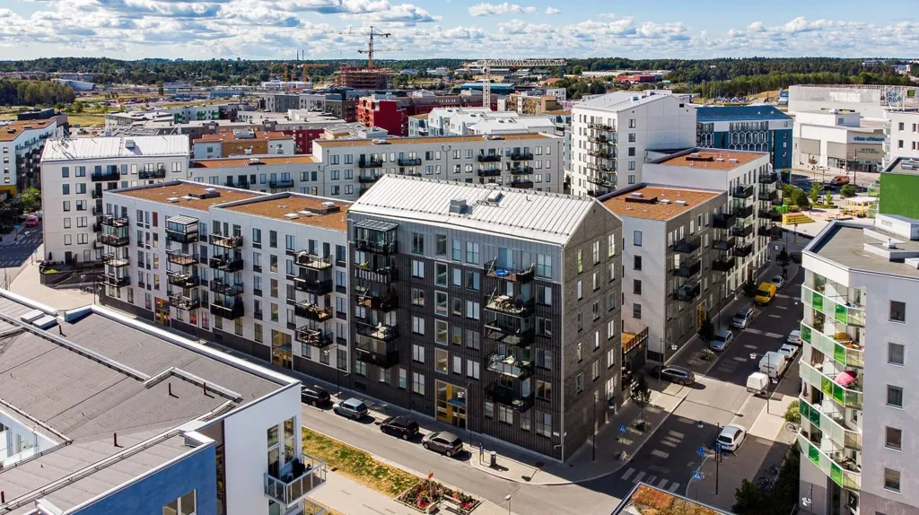 Aerial - Modern Flat with South-Facing Balcony in Barkarby
