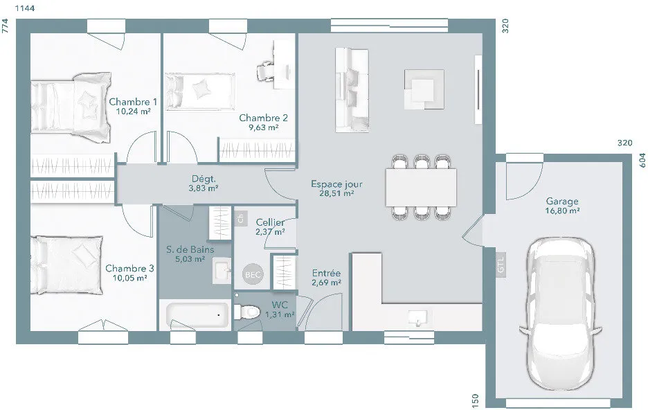 Plaan - New Build House with Garden in Cunac