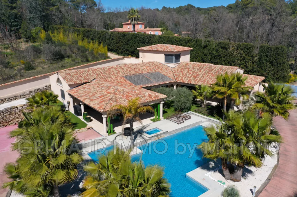 Aerial - Contemporary House with Pool in Lorgues