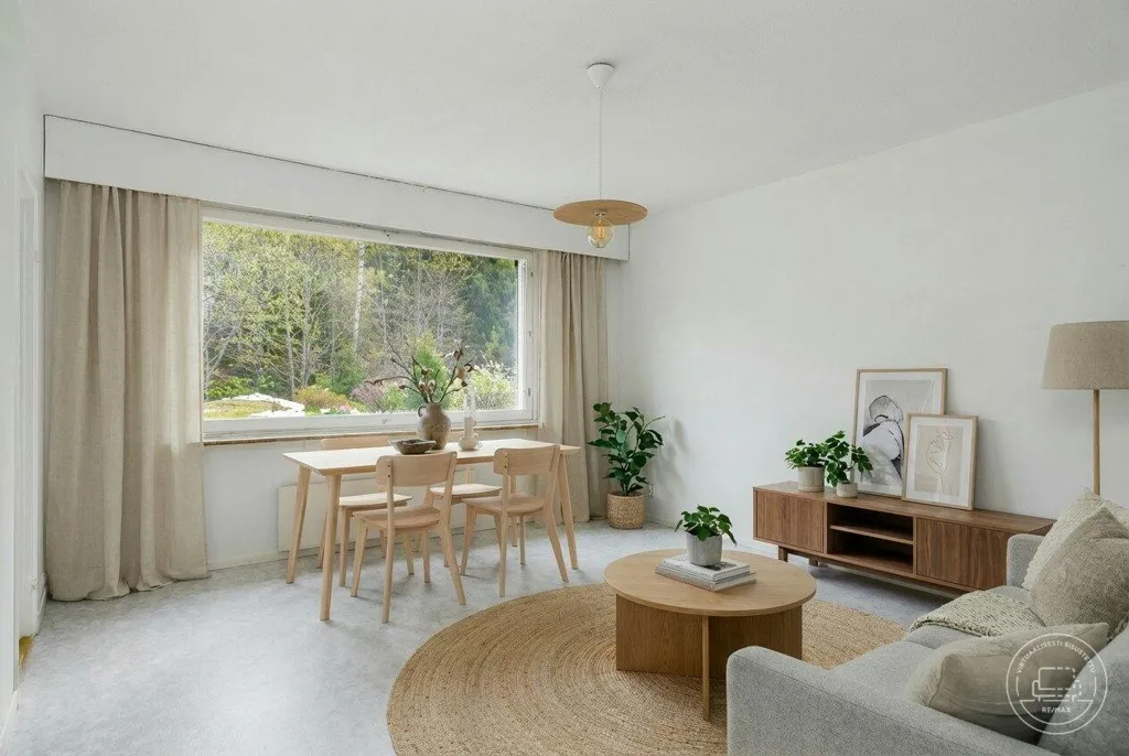 Séjour - Bright Two-Bedroom Flat with Garden View in Kirkkonummi