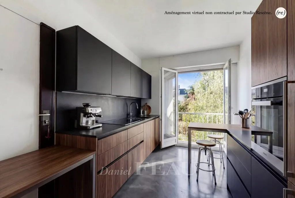 Kitchen - Mansart-Style Apartment with Balcony in Versailles