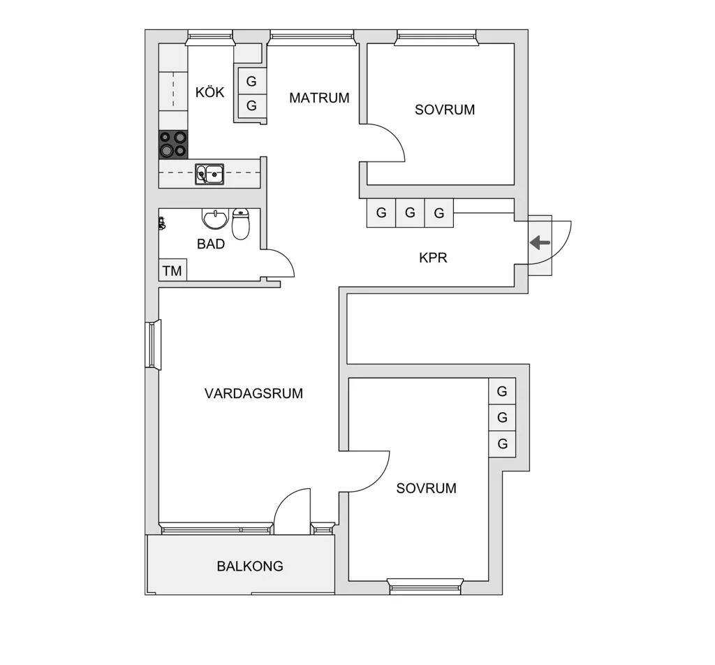 Plan - Bright Apartment with Balcony in Skelleftehamn