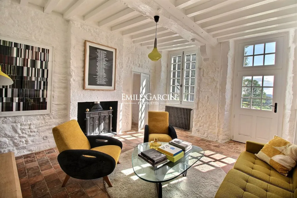 Living Room - 18th Century Priory with Garden in Normandy